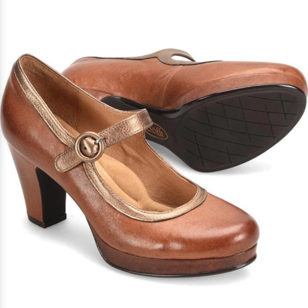 Sofft Grayling cognac brown round toe Maryjane platform size 7